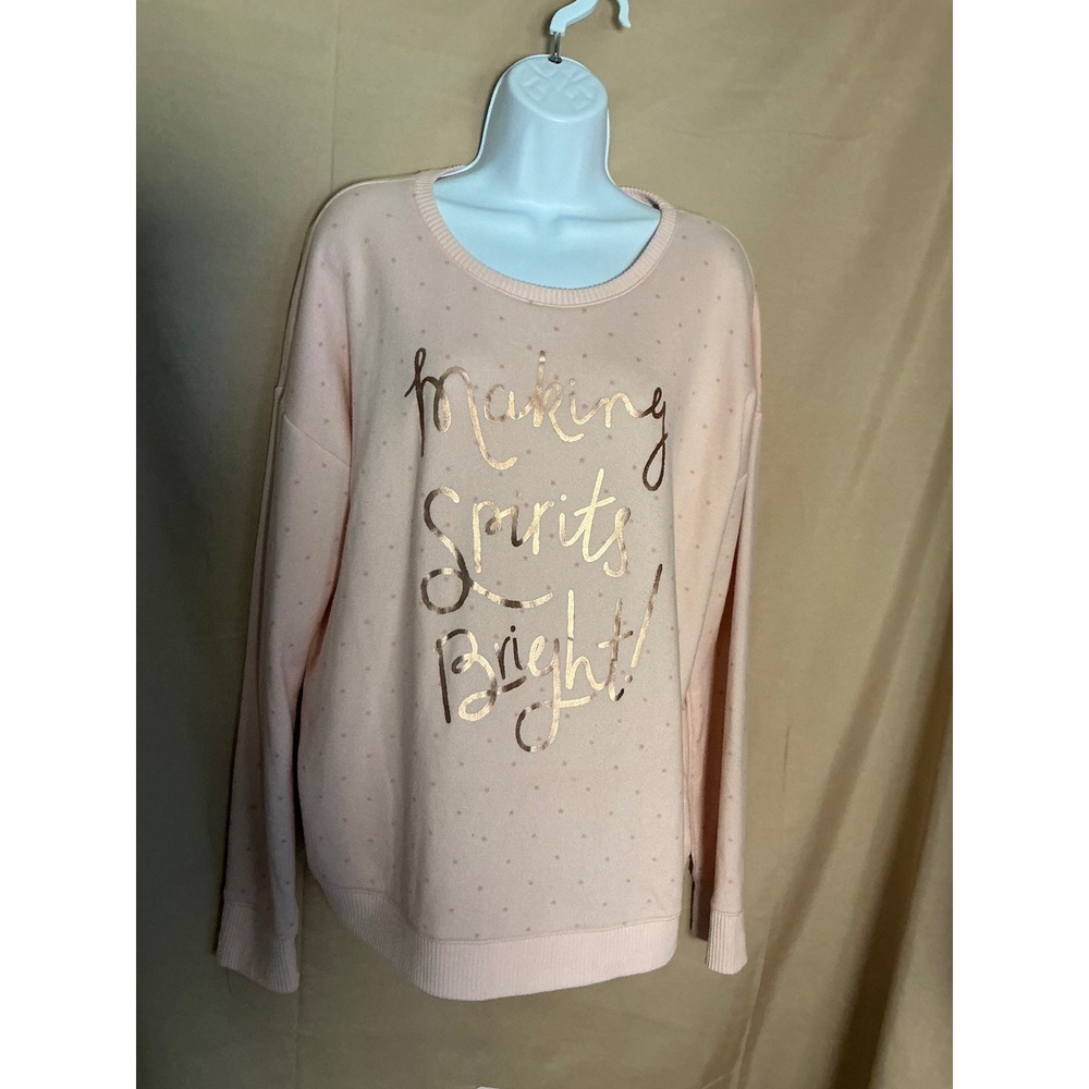 LC Lauren Conrad Sweatshirt Womens Large Pink Excellent Making Spirits Bright - Picture 2 of 11